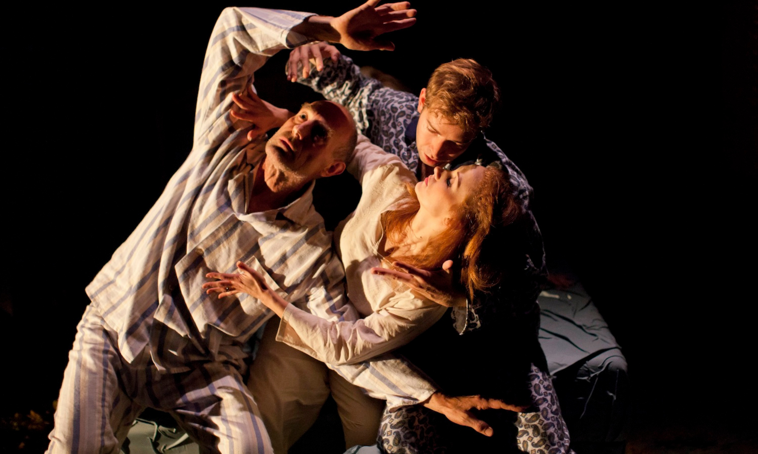 Sam Cox (Billy) Edward Bennett (William) and Leanne Rowe (Margaret) in Frantic Assembly's Lovesong © Johan Persson Sam Cox (Billy) Edward Bennett (William) and Leanne Rowe (Margaret) in Frantic Assembly's Lovesong © Johan Persson