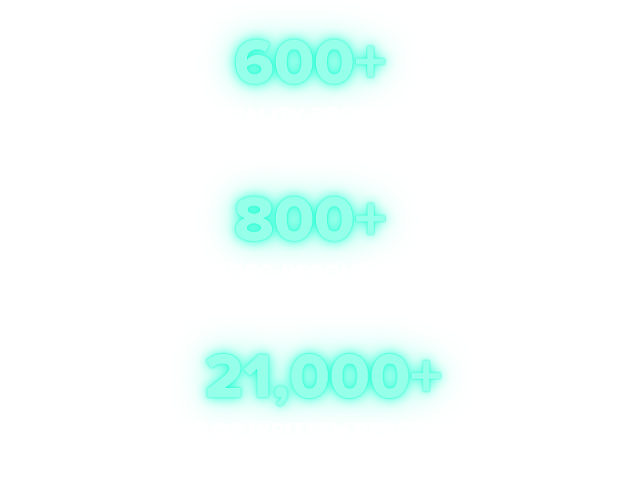 600+ high quality productions, 800+ video resources, 21,000+ pages of written resources