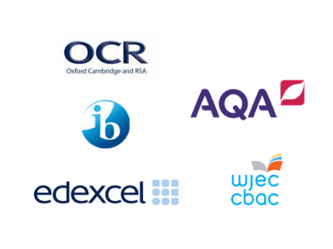 Curriculum logos: OCR, IB, AQA, Edexcel, WJEC CBAC