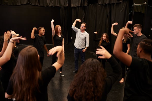 Drama students playing an icebreaker game