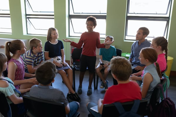 Students playing icebreaker games