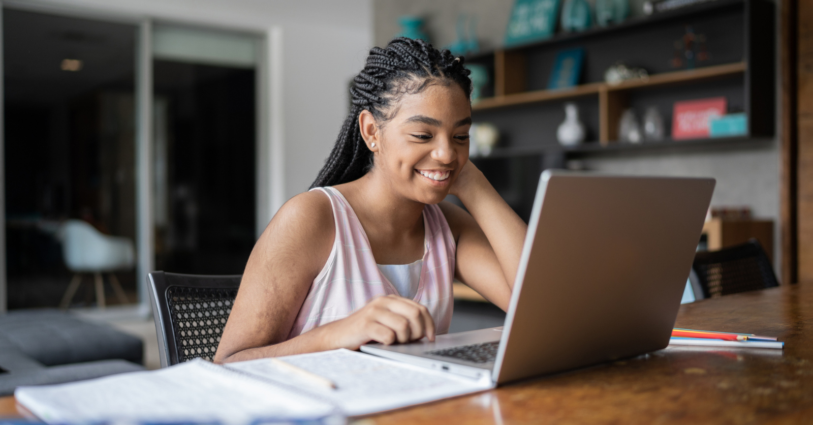 Student using laptop