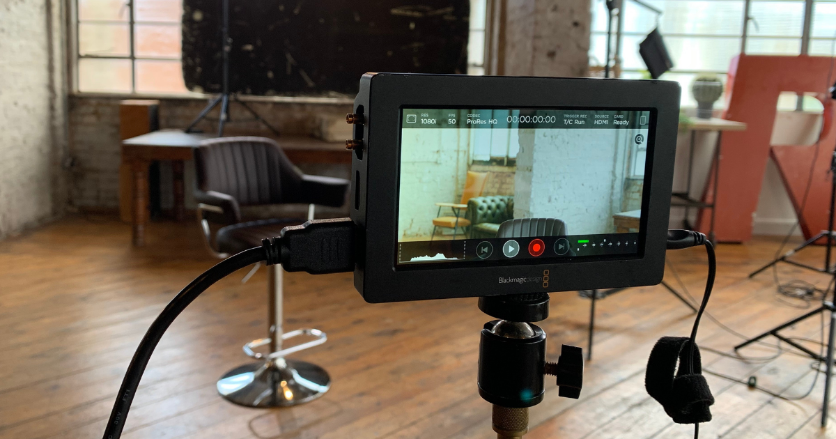 Picture of a monitor focused on a chair 