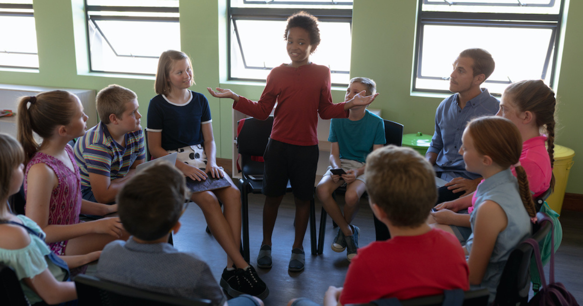 Students presenting in class