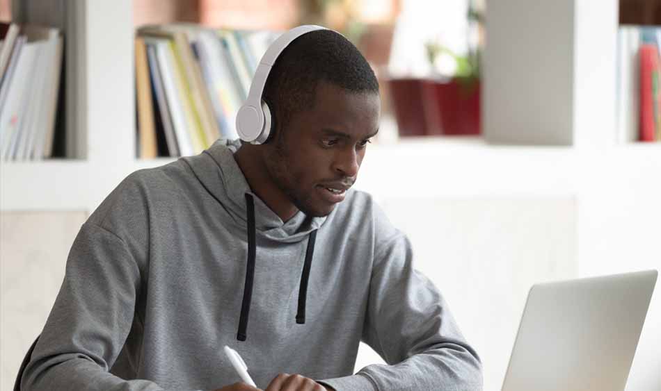 Student working on computer